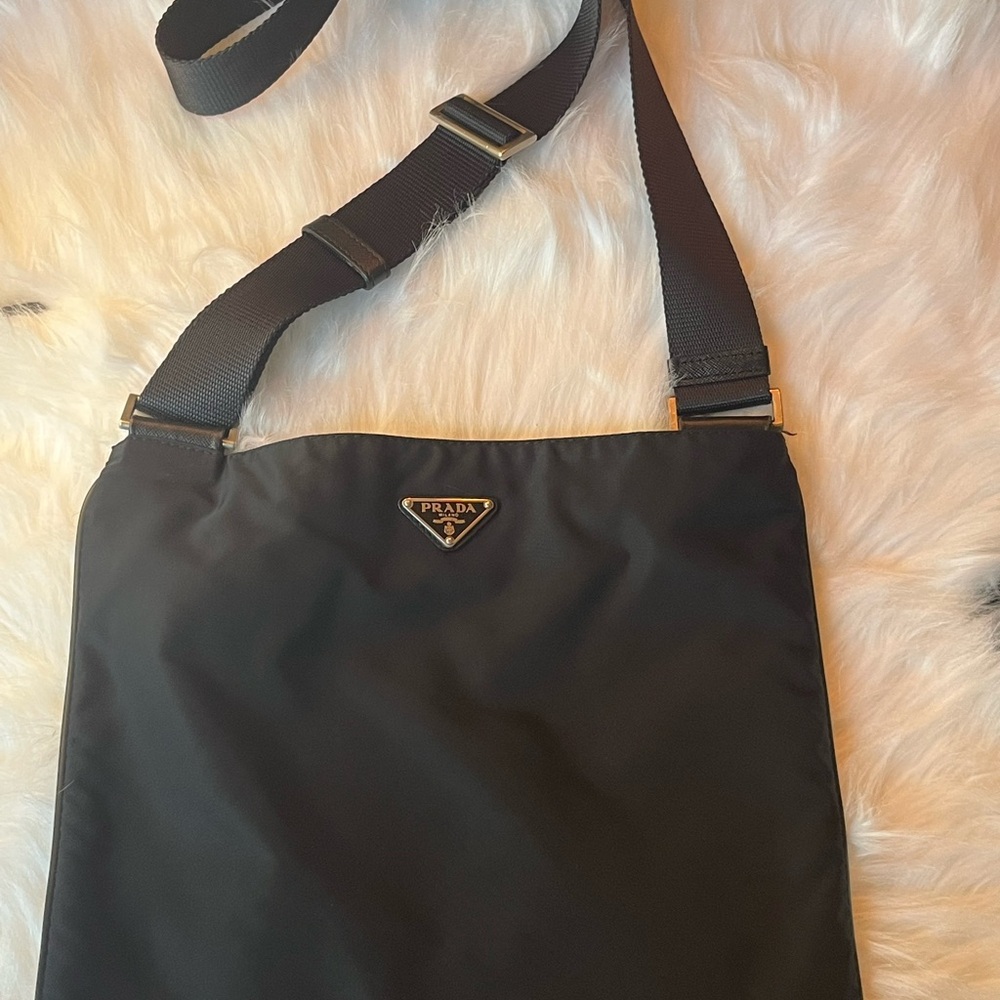 Prada Black Messenger Bag with Adjustable Strap